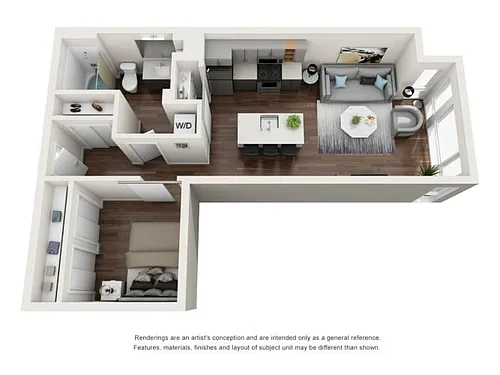 Floor plan 1 Bedroom Open B