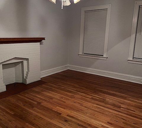 Living room with faux fireplace
