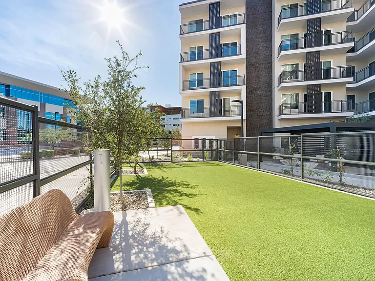 The on-site dog run offers a convenient space for pets to play, stretch, and enjoy fresh air just steps from your front door.