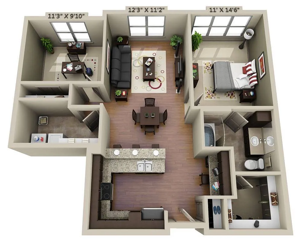 Floor plan Two Bedroom B1A