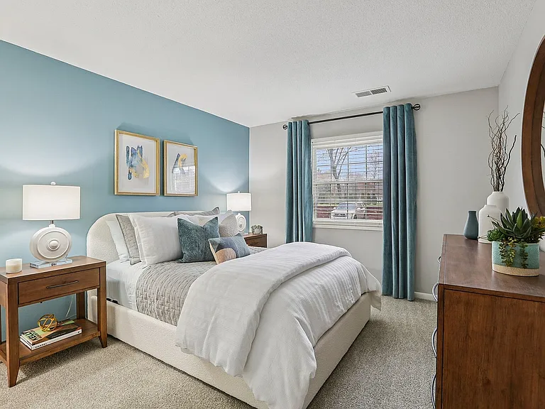 Cozy bedroom with carpet