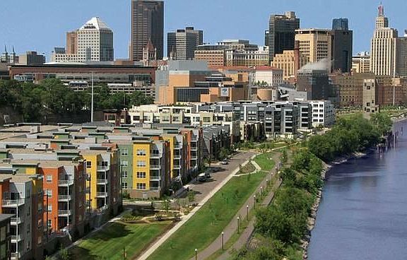 View of the building from the Smith Avenue bridge
