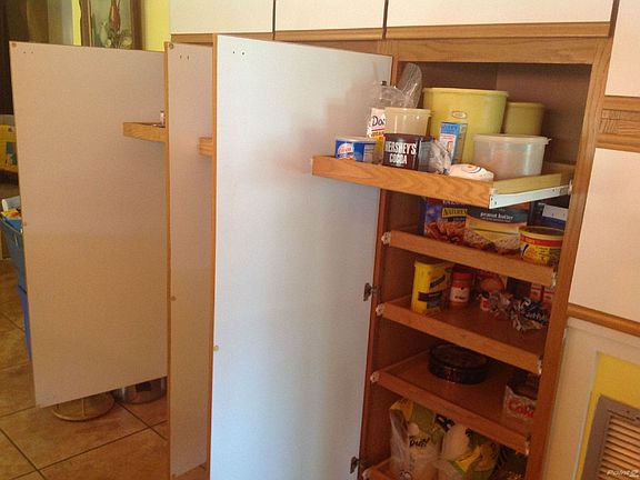 Newer cabinets with pull-out shelves