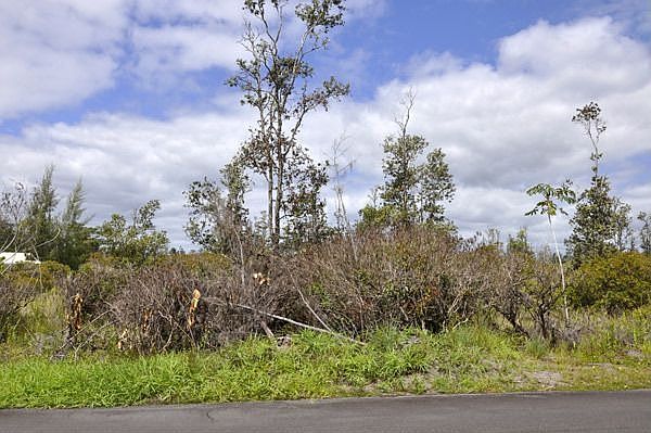 Front Middle view of Lot 3069 on paved road and gravel road behind lot