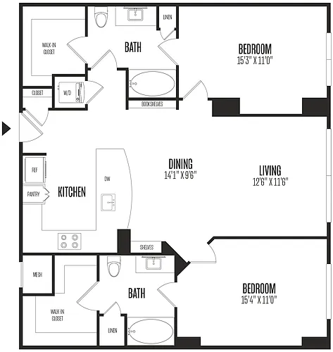 Floor plan 2 Bed/2 Bath-2B2