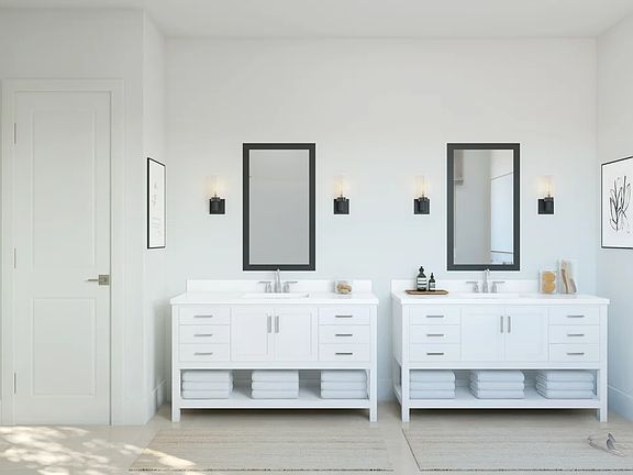 Primary bath with dual vanities