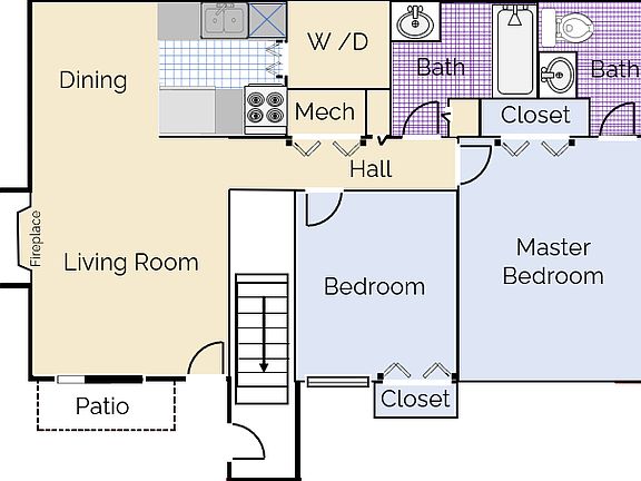 2 bedroom 1.5 baths, 985 sq ft 2 bedroom 1.5 baths, 985 sq ft