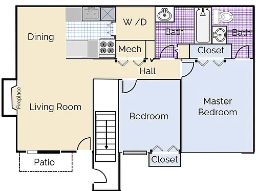 Floor plan 2 bedroom 1.5 bath