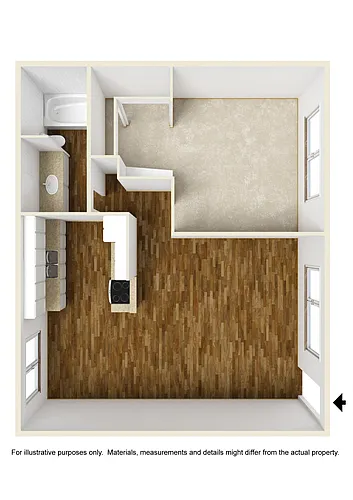 Floor plan Plan A - 1 Bedroom, 1 Bathroom