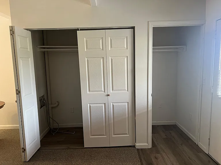 closet with the washer/dryer hook ups is in the living area