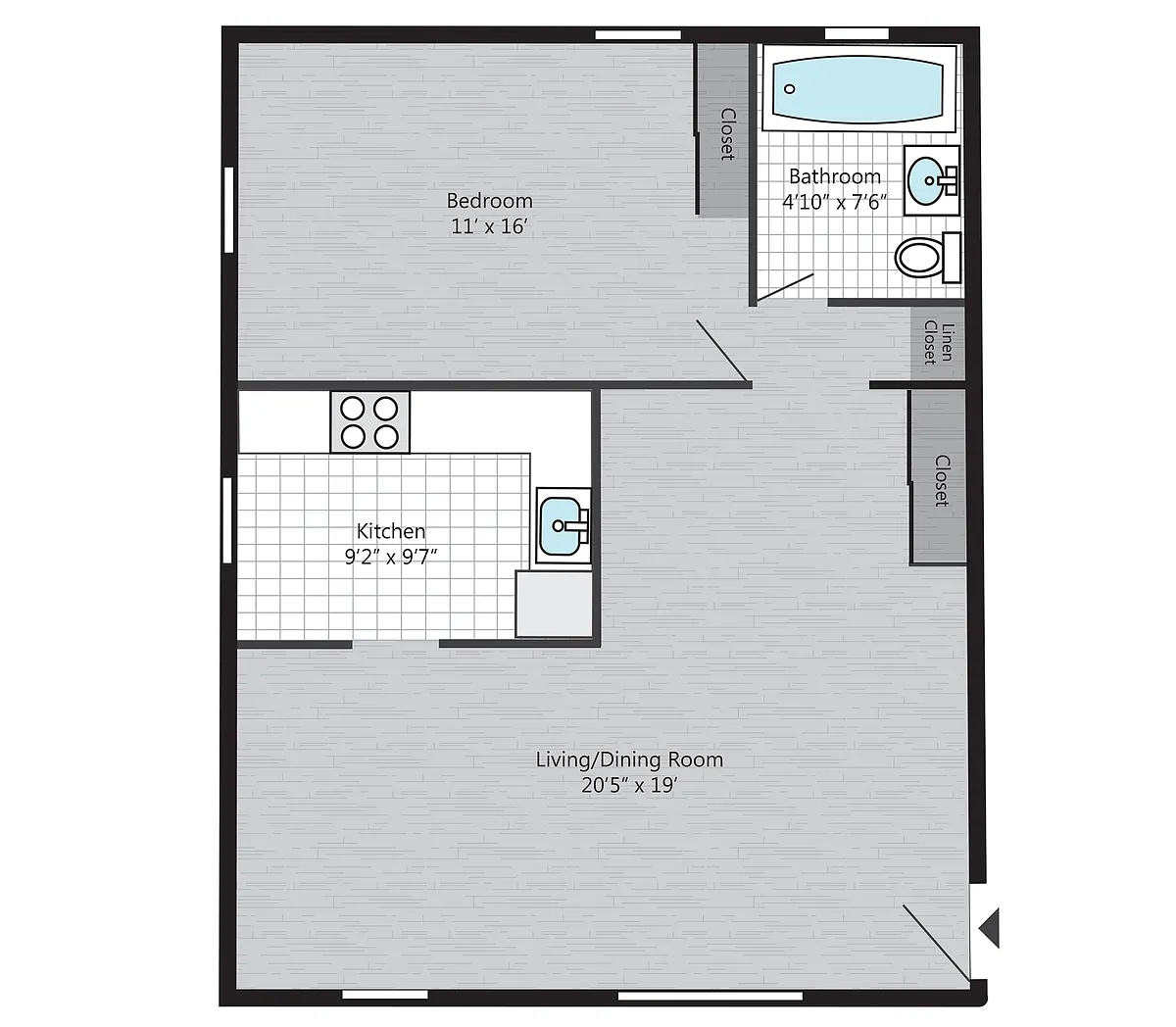 Floor plan 1BR/1BA