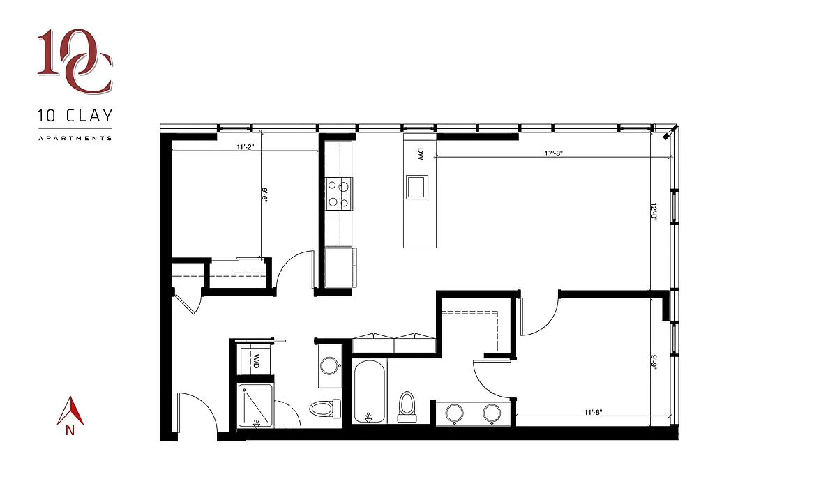 Floor plan 2 Bed, 2 Bath