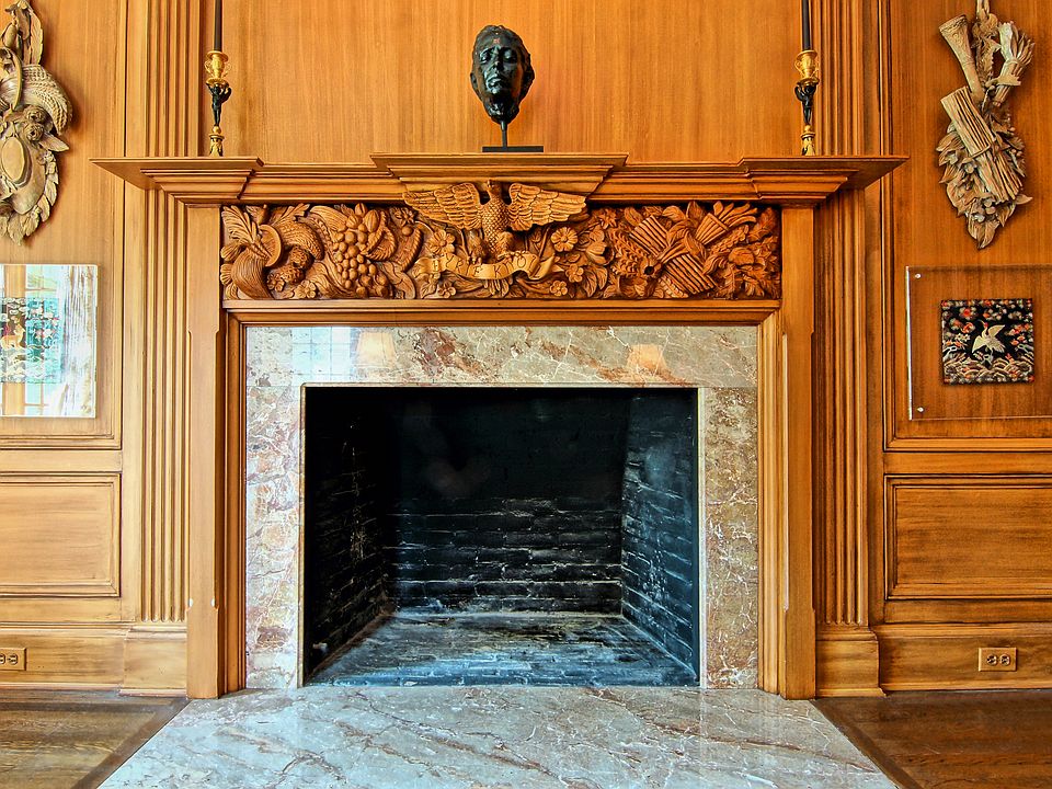 library fireplace