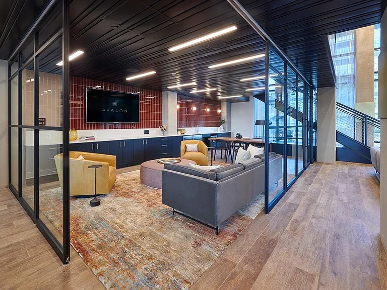 Resident lounge with TV and entertaining kitchen