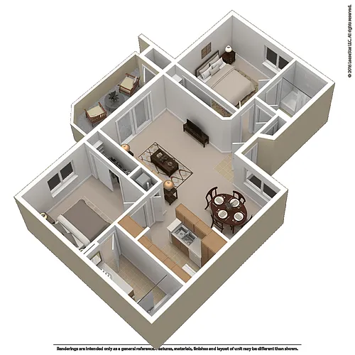 Floor plan 2 Bed 2 Bath (C) Affordable