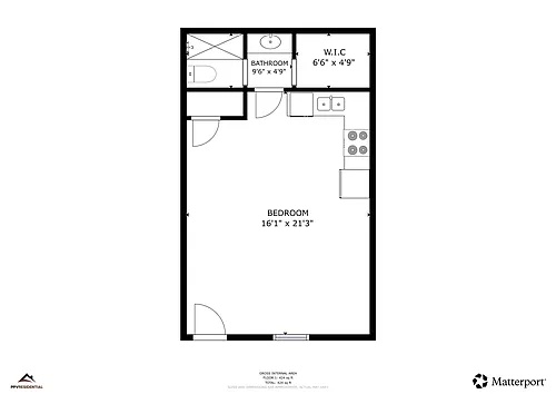 Floor plan Studio, 1 Bathroom