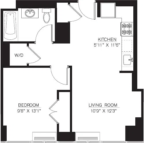 Floor plan 1 Bedroom K Line floors 8-41