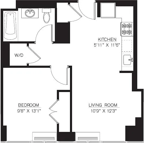 Floor plan 1 Bedroom K Line floors 8-41