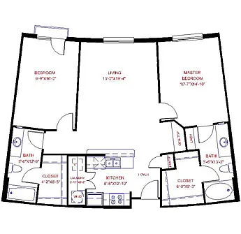 Floor plan Traditional 2x2 849-1584 SF
