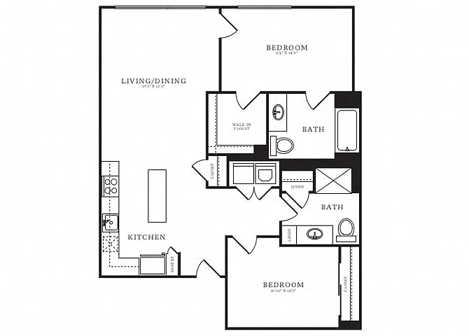 Floor plan Jr 2 Bed/2 Bath-C1