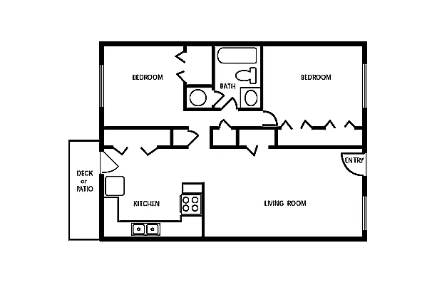 Floor plan 2 Bedroom 1 Bath