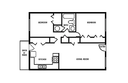 Floor plan 2 Bedroom 1 Bath