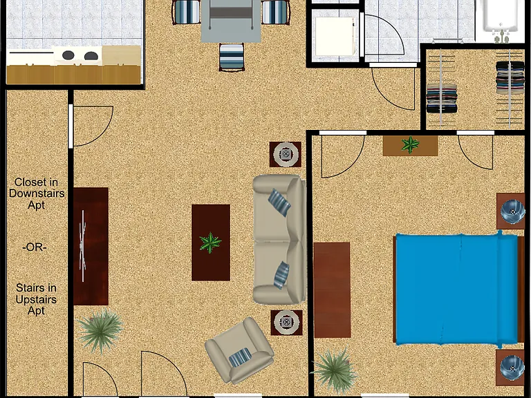 1 Bed 1 Bath Layout