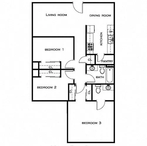 Floor plan 3 Bed 1.5 Bath