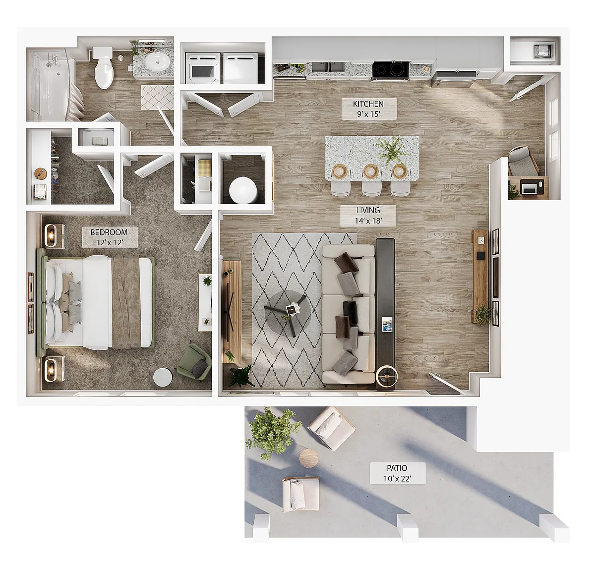 Floor plan 1 BR Grand Courtyard