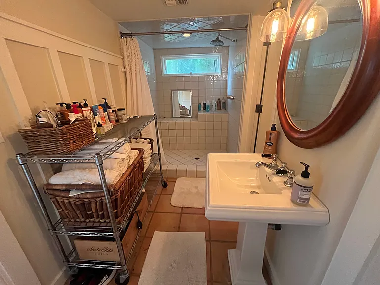 Shower open in full bathroom