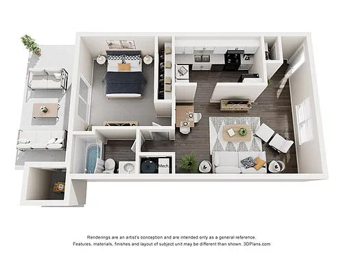 Floor plan 1X1 The Bungalow