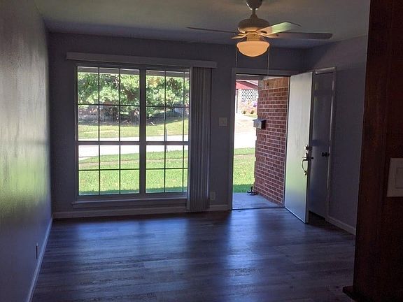 Looking out the living room large front windows.