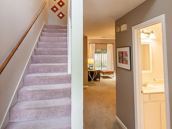 This is the view upon entering the front door. The downstairs bedroom is immediately to the right. The bathroom that you see has a second door directly to the bedroom.