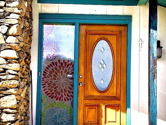 Leaded glass front  door.
