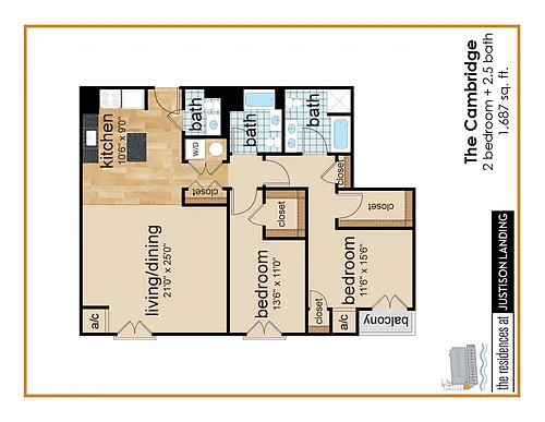 Floor plan The Cambridge - 2BR 2Ba B