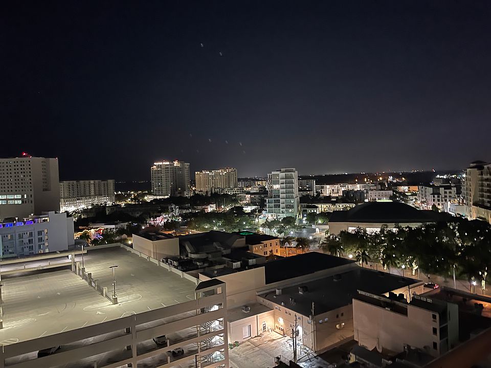 View at night from balcony