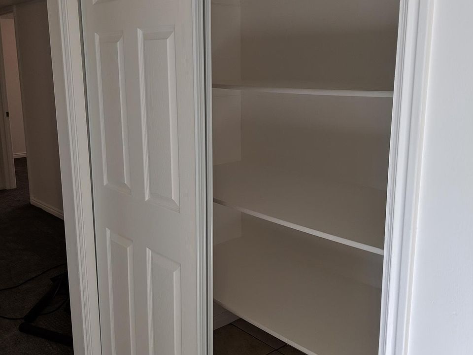 Large pantry with huge shelves.