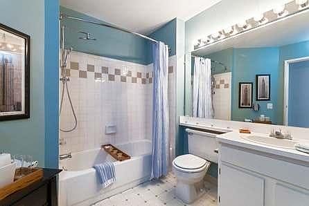 bathroom (the walls are white)