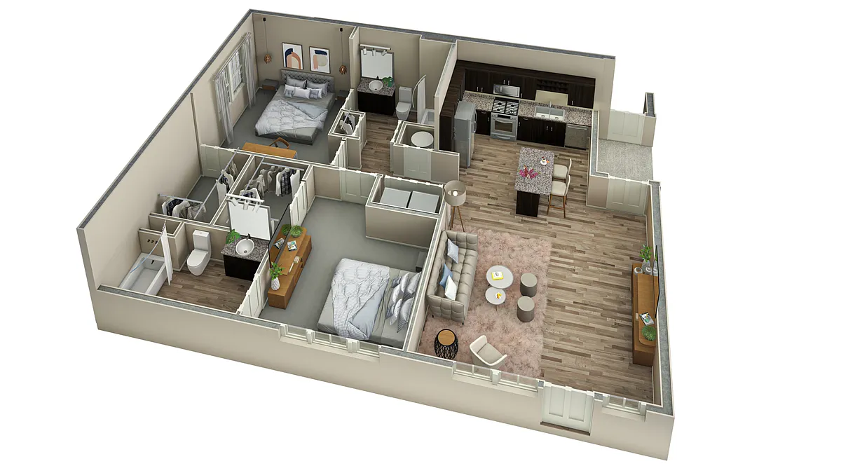 Floor plan 2 BR Vue Courtyard