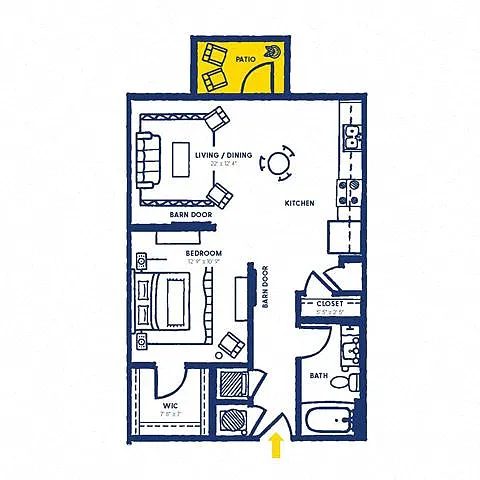 Floor plan 1E w/ Balcony