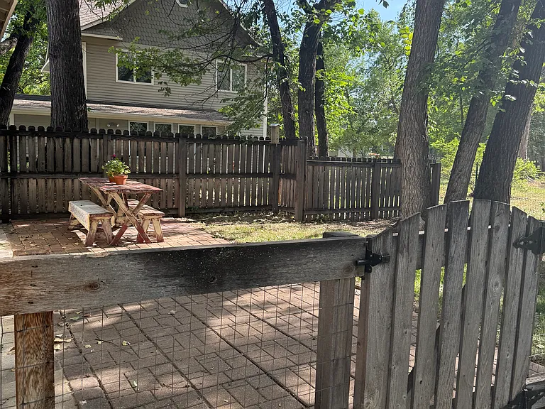 Small fenced backyard