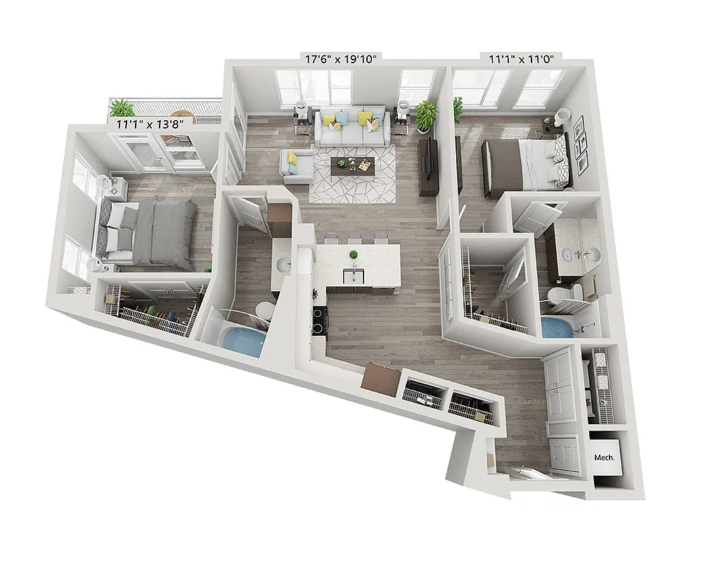 Floor plan Two Bedroom B2E