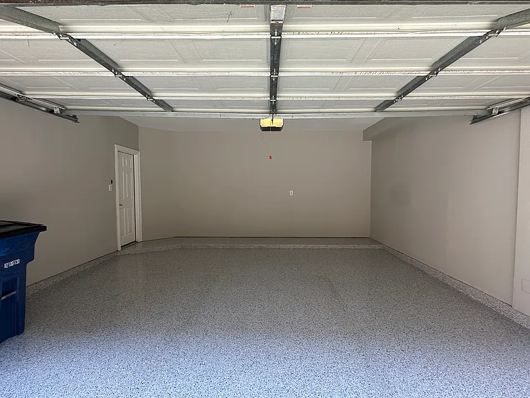 Polyaspartic-coated garage floor