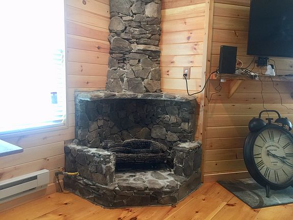 Fieldstone gas fireplace