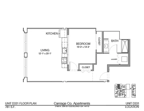 Floor plan c1-781 - 1 bed, 1 bath