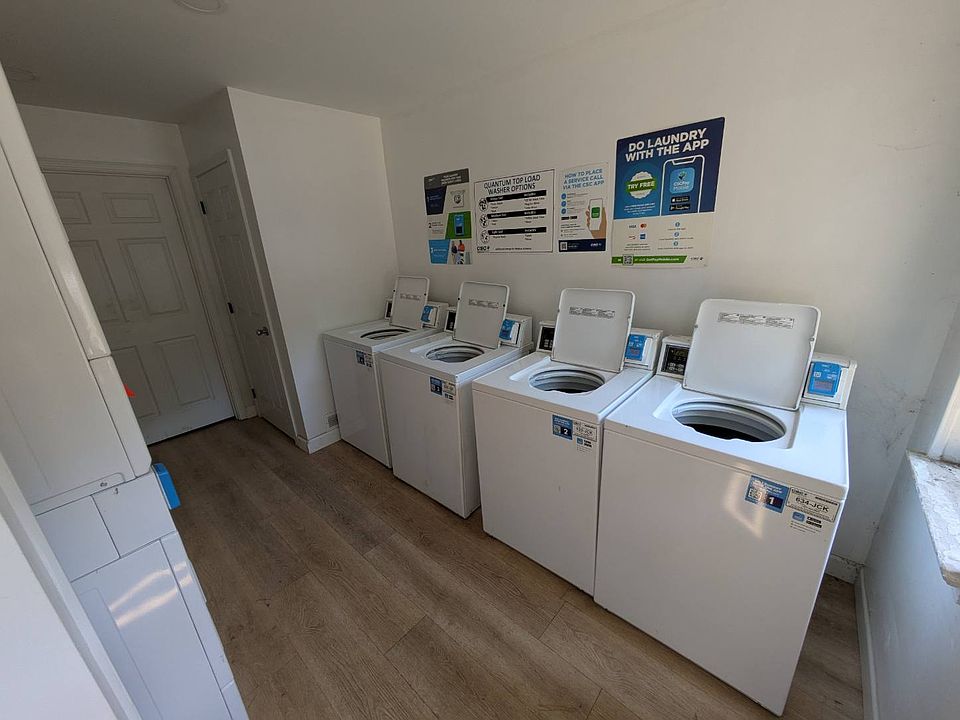 4 washers and dryers are used with a credit card or bank card. This laundry room was upgraded in summer of 2024