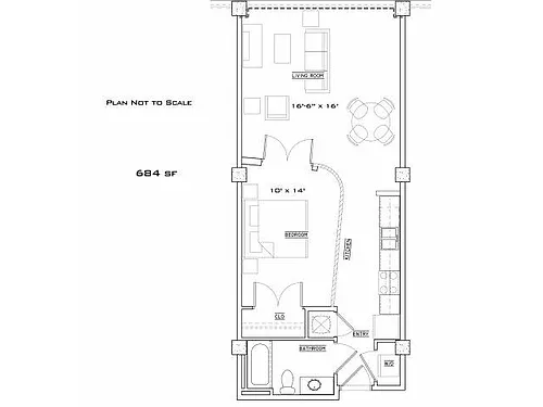 Floor plan One Bedroom Loft