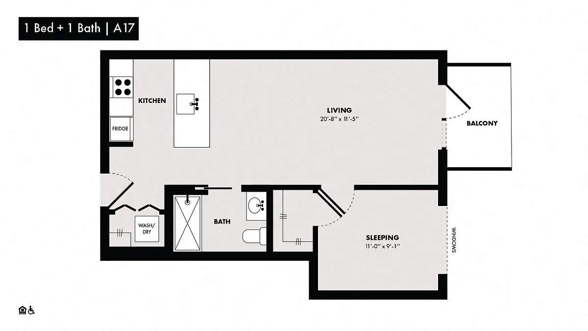 Floor plan 1 Bed/1 Bath-A17