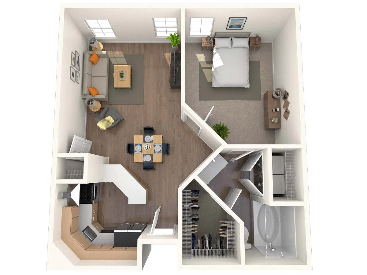 Floor plan Traditional 1x1 647-952 SF