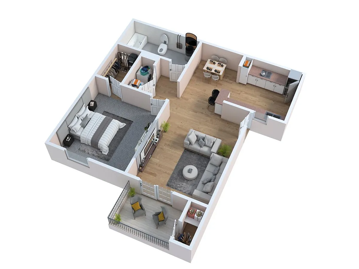 Floor plan One Bedroom, One Bath